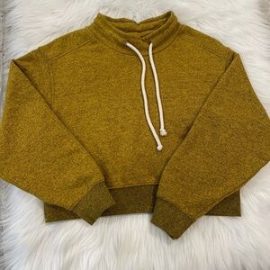BDG Urban Outfitters -  Gold Cropped Funnel Neck Sweatshirt - Size Medium